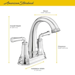 American Standard Delancey 4 In. Centerset 2-Handle Bathroom Faucet With Pop-Up Drain In Polished Nickel -The Home Depot polished nickel american standard centerset bathroom faucets 7052207 013 a0 1000