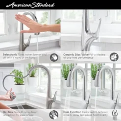 American Standard Delancey Single-Handle Pull-Down Sprayer Kitchen Faucet In Polished Nickel -The Home Depot polished nickel american standard pull down kitchen faucets 4279300 013 4f 1000