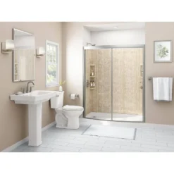 American Standard Ovation 32 In. X 60 In. X 72 In. 5-Piece Glue-Up Alcove Shower Wall Set In Sand Travertine -The Home Depot sand travertine american standard alcove shower walls surrounds 2968swt60 368 40 1000