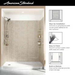 American Standard Ovation 32 In. X 60 In. X 72 In. 5-Piece Glue-Up Alcove Shower Wall Set In Sand Travertine -The Home Depot sand travertine american standard alcove shower walls surrounds 2968swt60 368 a0 1000