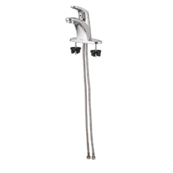 American Standard Colony Pro 4 In. Centerset Single-Handle Low-Arc 0.5 GPM Bathroom Faucet With Pop-Up Assembly In Polished Chrome -The Home Depot satin nickel american standard centerset bathroom faucets 7075055 002 40 1000