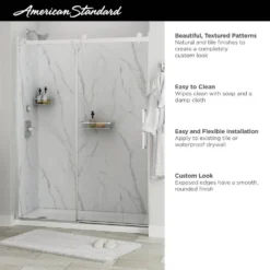American Standard Passage 60 In. X 72 In. 3-Piece Glue-Up Alcove Shower Wall, Door And Base Kit With Left Hand Drain In Serene Marble -The Home Depot serene marble american standard shower stalls kits p2712lho 377 40 1000