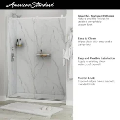 American Standard Passage 60 In. X 72 In. 3-Piece Glue-Up Alcove Shower Wall, Door And Base Kit With Right Hand Drain In Serene Marble -The Home Depot serene marble american standard shower stalls kits p2712rho 377 40 1000