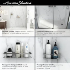American Standard Passage 60 In. X 72 In. Left Drain 4-Piece Glue-Up Alcove Shower Wall, Shelf, Door And Base Kit In Serene Marble -The Home Depot serene marble american standard shower stalls kits p2739lho 377 66 1000