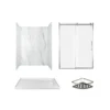 American Standard Passage 60 In. X 72 In. Right Drain 4-Piece Glue-Up Alcove Shower Wall, Shelf, Door And Base Kit In Serene Marble