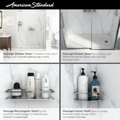American Standard Passage 60 In. X 72 In. Right Drain 4-Piece Glue-Up Alcove Shower Wall, Shelf, Door And Base Kit In Serene Marble -The Home Depot serene marble american standard shower stalls kits p2739rho 377 66 1000
