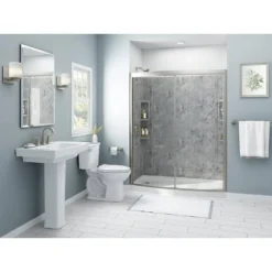 American Standard Ovation Curve 60 In. L X 30 In. W X 72 In. H Left Drain Alcove Silver Celestial Shower Stall Kit In Brushed Nickel -The Home Depot silver celestial american standard shower stalls kits 8014l2968sw366 295 1d 1000