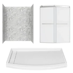 American Standard Ovation Curve 60 In. L X 30 In. W X 72 In. H Left Drain Alcove Silver Celestial Shower Stall Kit In Brushed Nickel