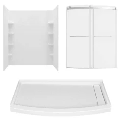 American Standard Ovation Curve 60 In. L X 30 In. W X 72 In. H Right Drain Alcove Shower Stall/Kit In Silver Shine