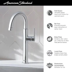 American Standard Studio S Single-Handle Bar Faucet With Pull Down Spray Handle In Stainless Steel -The Home Depot stainless steel american standard bar faucets 4803410 075 a0 1000
