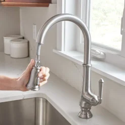 American Standard Delancey Single-Handle Pull-Down Sprayer Kitchen Faucet In Stainless Steel -The Home Depot stainless steel american standard pull down kitchen faucets 4279300 075 4f 1000