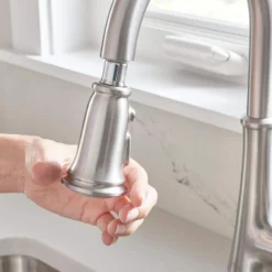 American Standard Delancey Single-Handle Pull-Down Sprayer Kitchen Faucet In Stainless Steel -The Home Depot stainless steel american standard pull down kitchen faucets 4279300 075 77 1000