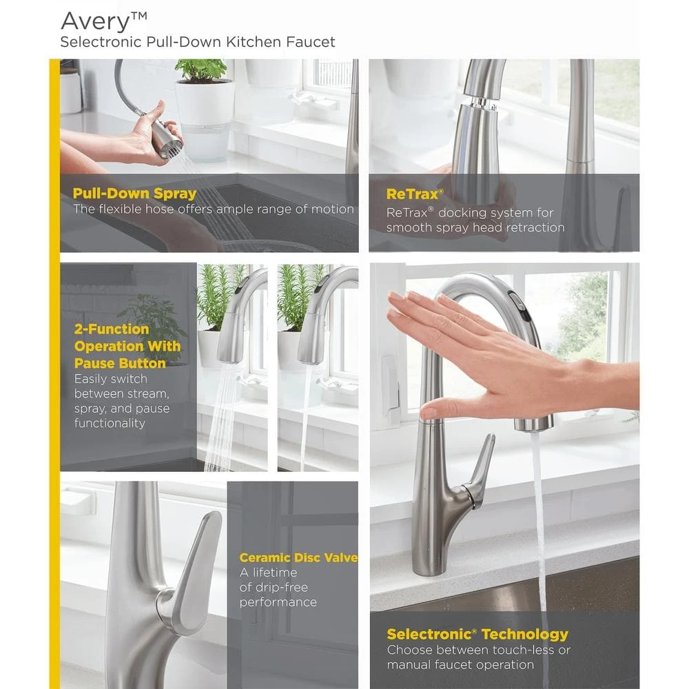 American Standard Avery Selectronic Single-Handle Pull-Down Sprayer Kitchen Faucet In Stainless Steel 3 American Standard Avery Selectronic Single-Handle Pull-Down Sprayer Kitchen Faucet In Stainless Steel - Image 3