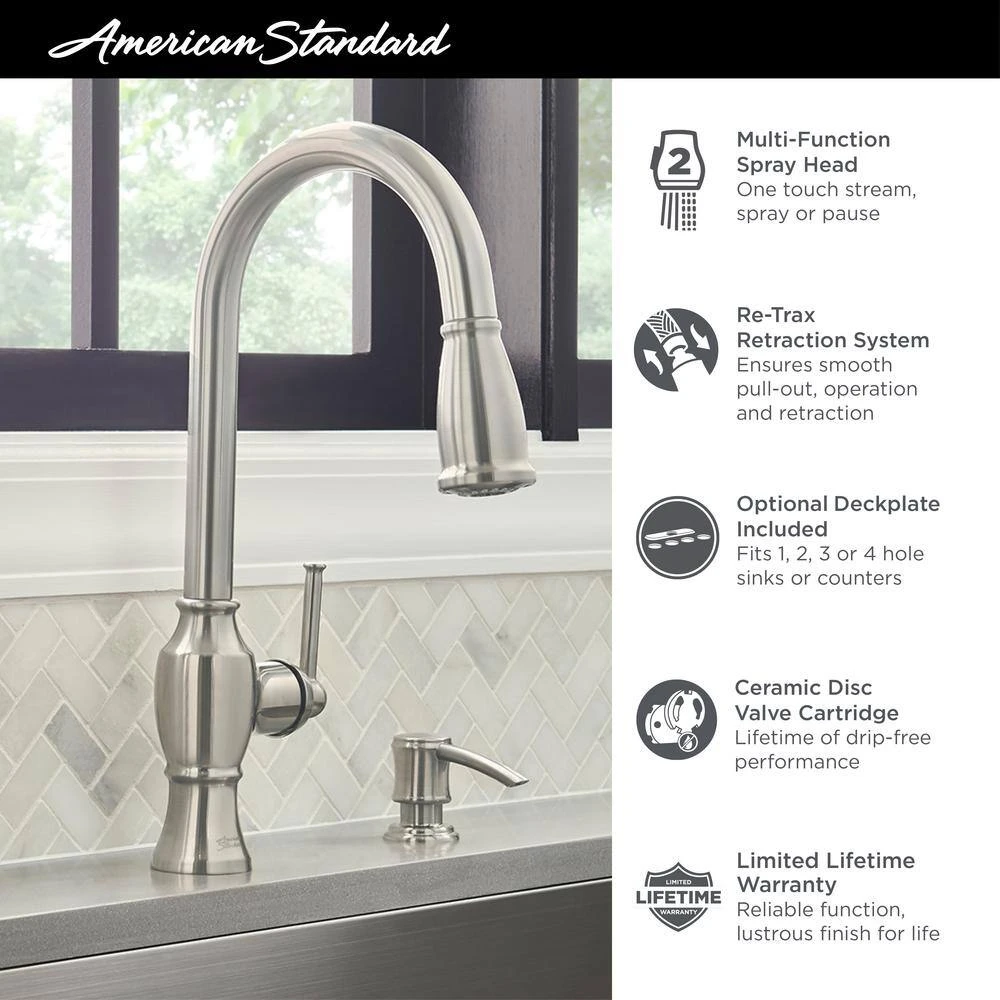 American Standard Marchand Single Handle Pull-Down Sprayer Kitchen Faucet In Stainless Steel 3 American Standard Marchand Single Handle Pull-Down Sprayer Kitchen Faucet In Stainless Steel - Image 3