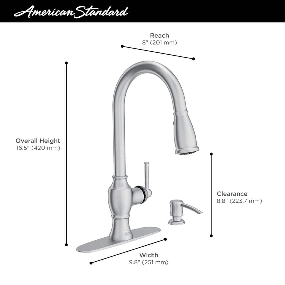 American Standard Marchand Single Handle Pull-Down Sprayer Kitchen Faucet In Stainless Steel 4 American Standard Marchand Single Handle Pull-Down Sprayer Kitchen Faucet In Stainless Steel - Image 4