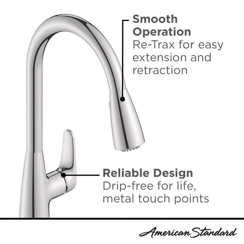 American Standard Colony Pro Single Handle Pull Down Sprayer Kitchen Faucet In Stainless Steel 3 American Standard Colony Pro Single Handle Pull Down Sprayer Kitchen Faucet In Stainless Steel - Image 3