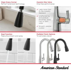 American Standard Fairbury 2S Single-Handle Pull-Down Sprayer Kitchen Faucet In Stainless Steel -The Home Depot stainless steel american standard pull down kitchen faucets 7418300 075 40 1000