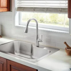 American Standard Fairbury 2S Single-Handle Pull-Down Sprayer Kitchen Faucet In Stainless Steel -The Home Depot stainless steel american standard pull down kitchen faucets 7418300 075 c3 1000