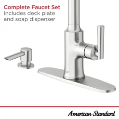 American Standard Raviv Single Handle Pull Down Sprayer Kitchen Faucet With Triple Spray And Lever Handles In Stainless Steel -The Home Depot stainless steel american standard pull down kitchen faucets 7421300 075 1d 1000