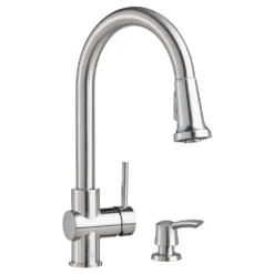 American Standard Montvale Single-Handle Pull-Down Sprayer Kitchen Faucet With Soap Dispenser In Stainless Steel