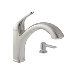 American Standard Barton Single-Handle Pull-Out Sprayer Kitchen Faucet With Soap Dispenser In Stainless Steel -The Home Depot stainless steel american standard pull out kitchen faucets 4145ssf 31 1000