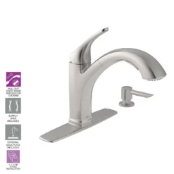 American Standard Barton Single-Handle Pull-Out Sprayer Kitchen Faucet With Soap Dispenser In Stainless Steel -The Home Depot stainless steel american standard pull out kitchen faucets 4145ssf 44 1000