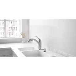 American Standard Barton Single-Handle Pull-Out Sprayer Kitchen Faucet With Soap Dispenser In Stainless Steel -The Home Depot stainless steel american standard pull out kitchen faucets 4145ssf 66 1000