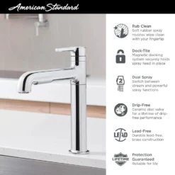 American Standard Studio S Single-Handle Pull-Out Sprayer Kitchen Faucet With Dual Spray In Stainless Steel -The Home Depot stainless steel american standard pull out kitchen faucets 4803100 075 a0 1000