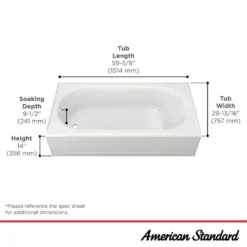 American Standard Princeton PRO 60 In. X 30 In. Soaking Bathtub With Left Drain In White -The Home Depot white american standard alcove bathtubs 1390202 020 44 1000
