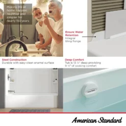 American Standard Princeton PRO 60 In. X 30 In. Soaking Bathtub With Left Drain In White -The Home Depot white american standard alcove bathtubs 1390202 020 4f 1000