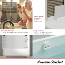 American Standard Princeton PRO 60 In. X 30 In. Soaking Bathtub With Right Drain In White -The Home Depot white american standard alcove bathtubs 1391202 020 4f 1000