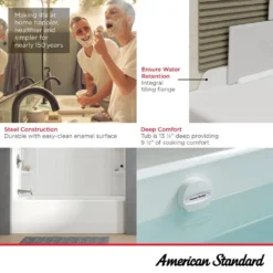 American Standard Princeton PRO 60 In. X 30 In. AFR Soaking Bathtub With Left Drain In White -The Home Depot white american standard alcove bathtubs 1392202 020 4f 1000