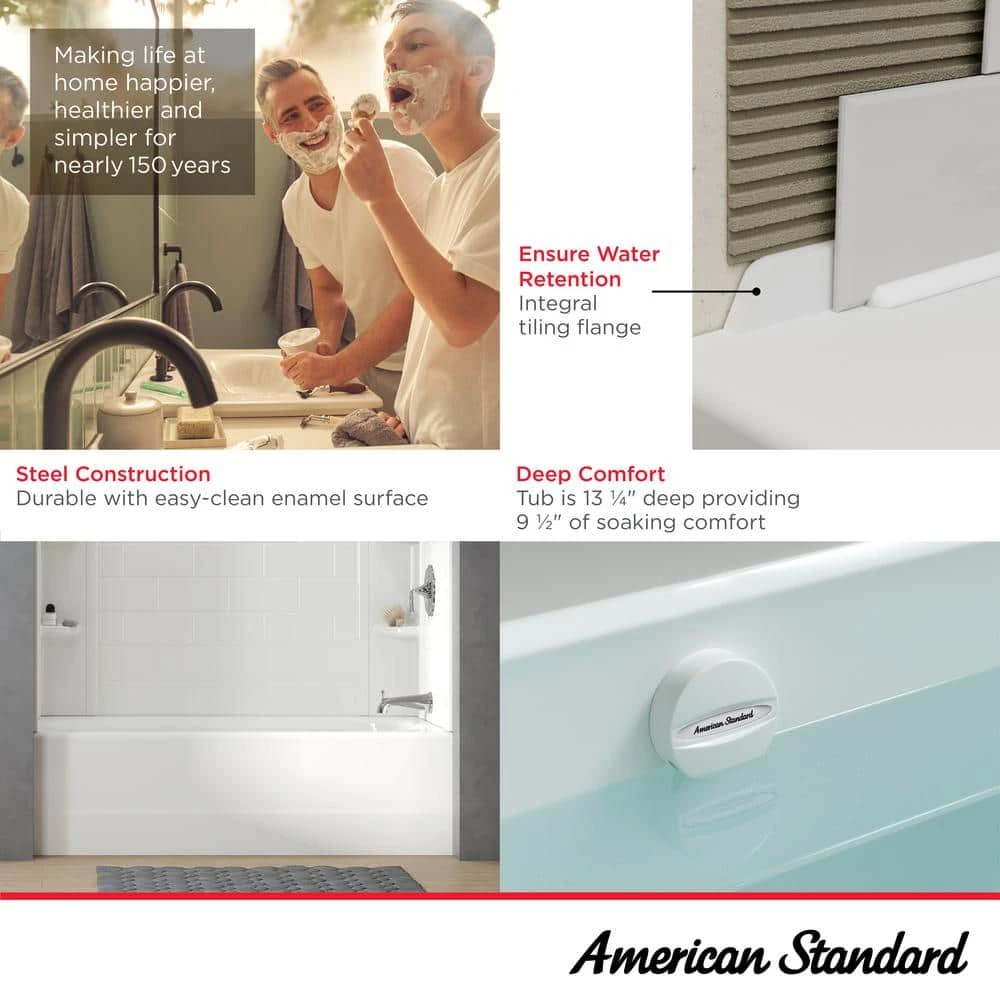 American Standard Princeton PRO 60 In. X 30 In. AFR Soaking Bathtub With Right Drain In White 3 American Standard Princeton PRO 60 In. X 30 In. AFR Soaking Bathtub With Right Drain In White - Image 3