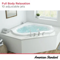 American Standard EverClean 77 In. Acrylic Corner Drop-in Whirlpool Bathtub In White -The Home Depot white american standard corner bathtubs 6060lce 020 31 1000