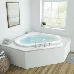 American Standard EverClean 77 In. Acrylic Corner Drop-in Whirlpool Bathtub In White -The Home Depot white american standard corner bathtubs 6060lce 020 4f 1000
