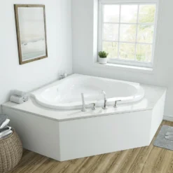 American Standard EverClean 77 In. Acrylic Corner Drop-in Whirlpool Bathtub In White -The Home Depot white american standard corner bathtubs 6060lce 020 c3 1000