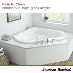 American Standard EverClean 77 In. Acrylic Corner Drop-in Whirlpool Bathtub In White -The Home Depot white american standard corner bathtubs 6060lce 020 d4 1000