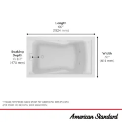 American Standard EverClean Reversible Drain 60 In. Acrylic Rectangular Drop-in 8-Jet Whirlpool Bathtub In White -The Home Depot white american standard drop in tubs 2771lc 020 c3 1000