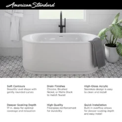American Standard Studio S 68 In. X 34 In. Soaking Bathtub With Center Hand Drain In White 18 American Standard Studio S 68 In. X 34 In. Soaking Bathtub With Center Hand Drain In White -The Home Depot white american standard freestanding tubs 2549004 020 77 1000