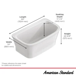 American Standard Aspirations 60 In. X 34 In. Freestanding Soaking Bathtub In White -The Home Depot white american standard freestanding tubs 2967004 020 1d 1000