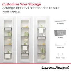 American Standard Aspirations 15 In. W X 65 In. H X 4.12 In. D In. Shower Niche Customizable Shower Shelf Unit In White -The Home Depot white american standard shower niches 7192000 020 fa 1000