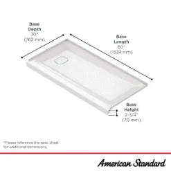 American Standard Aspirations 60 In. L X 30 In. W Single Threshold Alcove Shower Pan Base With Left Drain In White 9 American Standard Aspirations 60 In. L X 30 In. W Single Threshold Alcove Shower Pan Base With Left Drain In White -The Home Depot white american standard shower pans a8019t lho 020 c3 1000