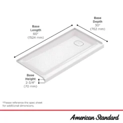 American Standard Aspirations 60 In. L X 30 In. W Single Threshold Alcove Shower Pan Base With Right Drain In White -The Home Depot white american standard shower pans a8019t rho 020 c3 1000