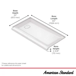 American Standard Aspirations 60 In. L X 32 In. W Single Threshold Alcove Shower Pan Base With Left Drain In White 9 American Standard Aspirations 60 In. L X 32 In. W Single Threshold Alcove Shower Pan Base With Left Drain In White -The Home Depot white american standard shower pans a8020t lho 020 c3 1000