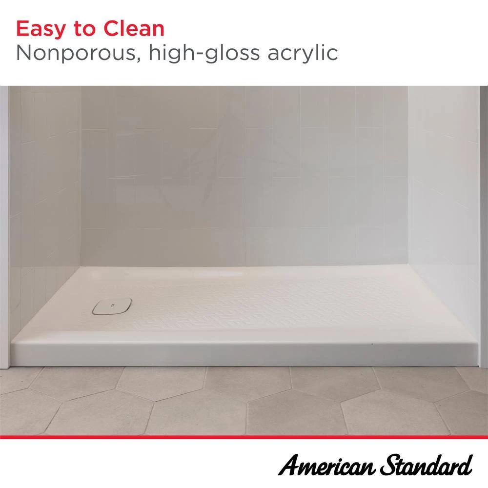 American Standard Aspirations 60 In. L X 32 In. W Single Threshold Alcove Shower Pan Base With Left Drain In White 2 American Standard Aspirations 60 In. L X 32 In. W Single Threshold Alcove Shower Pan Base With Left Drain In White - Image 2