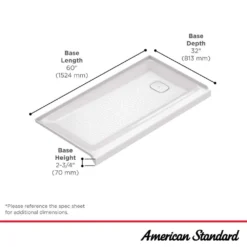 American Standard Aspirations 60 In. L X 32 In. W Single Threshold Alcove Shower Pan Base With Right Drain In White -The Home Depot white american standard shower pans a8020t rho 020 c3 1000