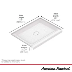 American Standard Aspirations 48 In. L X 36 In. W Single Threshold Alcove Shower Pan Base With Center Drain In White 8 American Standard Aspirations 48 In. L X 36 In. W Single Threshold Alcove Shower Pan Base With Center Drain In White -The Home Depot white american standard shower pans a8022t co 020 c3 1000