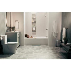 American Standard Aspirations 60 In. W. X 72 In. H X 32 In. D 4-Piece Glue Up Alcove Tub Surround In White Stacked Tile -The Home Depot white american standard tub surrounds 2952bwt32 020 c3 1000