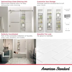 American Standard Aspirations 60 In. W. X 72 In. H X 36 In. D 4-Piece Glue Up Alcove Tub Surround In White Stacked Tile -The Home Depot white american standard tub surrounds 2952bwt36 020 4f 1000