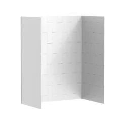 American Standard Aspirations 60 In. W. X 72 In. H X 36 In. D 4-Piece Glue Up Alcove Tub Surround In White Stacked Tile